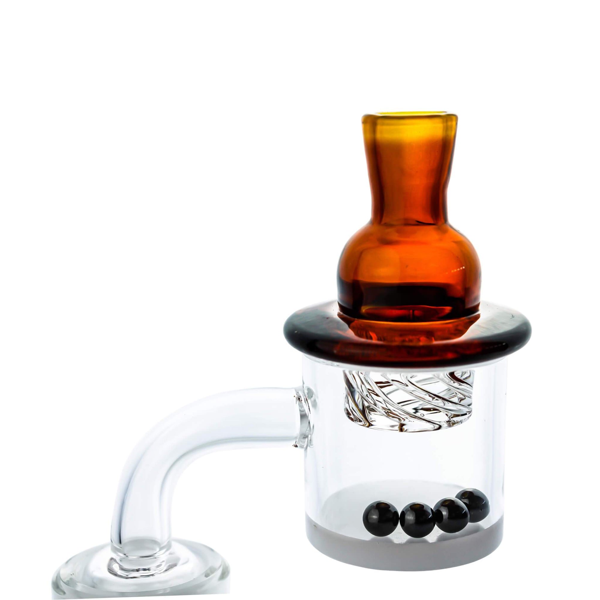 Terp Pearls, Mega Cyclone Spinner Carb Cap, 30mm Quartz Banger Combo | Combo Pack View-Amber | DW