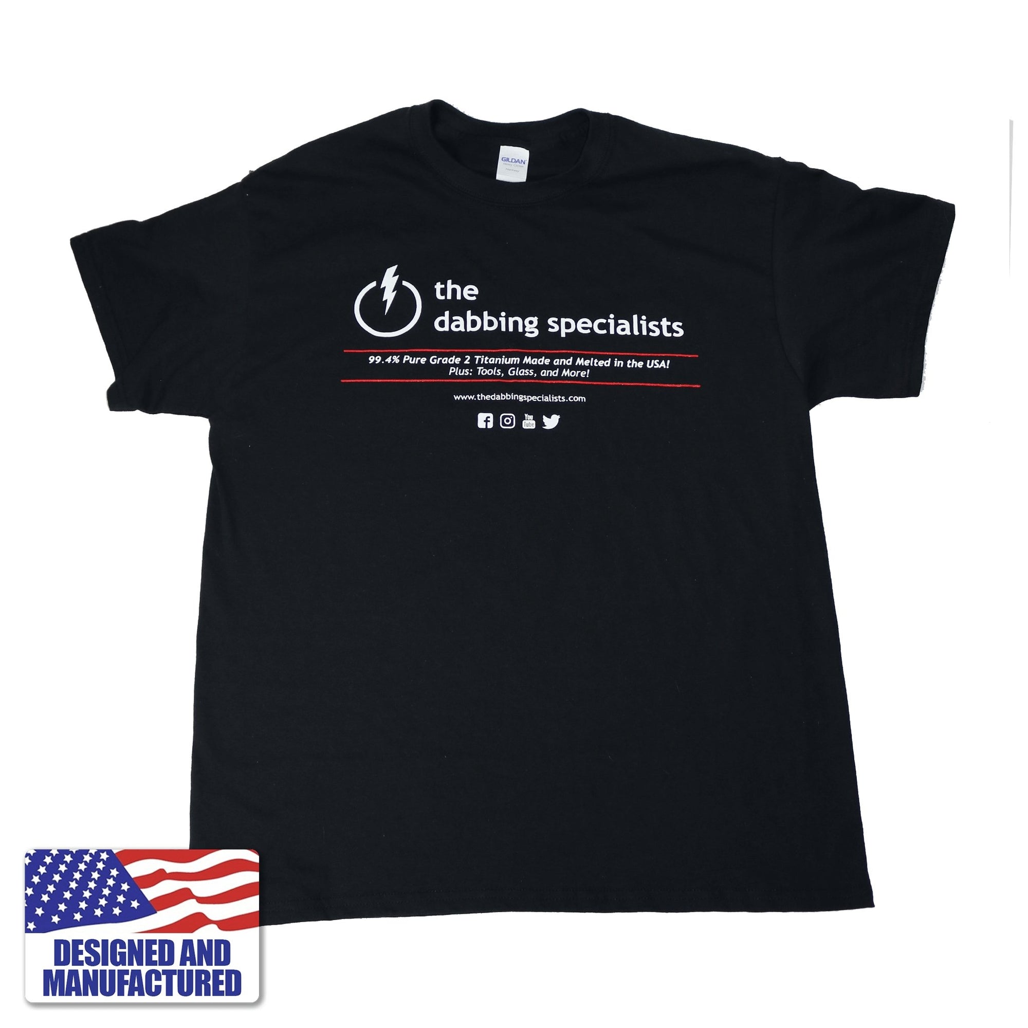 The Dabbing Specialists Motto Tee Shirt | Black Front View | Dabbing Warehouse