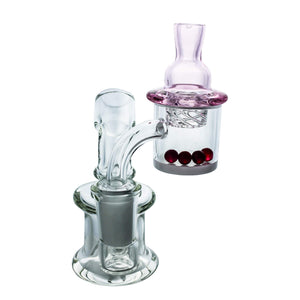 Tiny Hand Dab Rig Complete Kit #6 | Complete Kit Profile View Pink Cap | Dabbing Warehouse