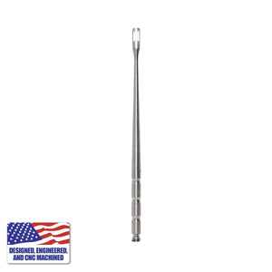 Titanium Dab Stick - Claw Shovel | Natural Titanium Vertical Profile View | Dabbing Warehouse